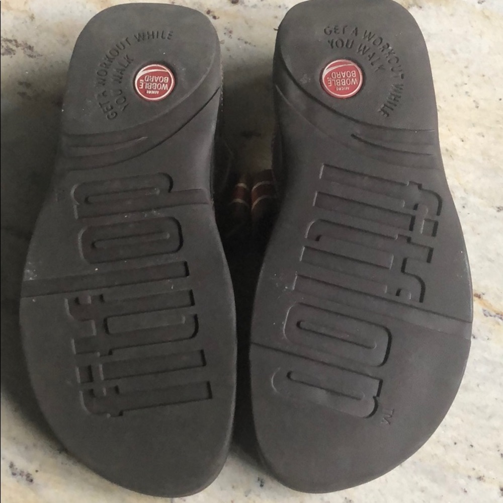 FITFLOP brown pink and gold flip flops - Picture 3 of 3